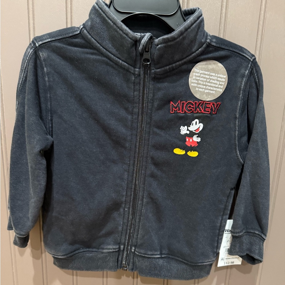 Mickey Mouse Toddler Boy Washed Graphic Print Zip Up Jacket